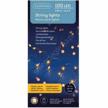 Lampki 100 LED białe ciepłe 495cm