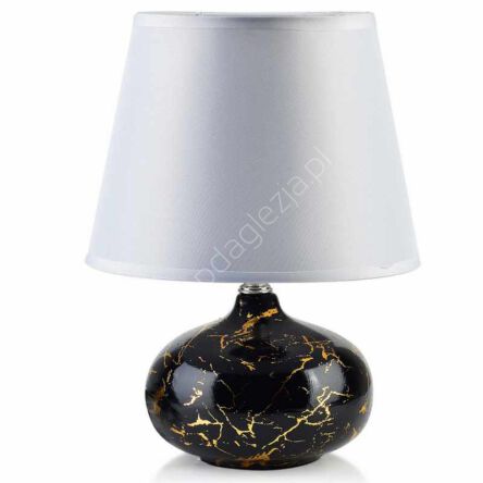 Lampa dekoracyjna Marble 14x14x27cm czarno- złoty marmurek