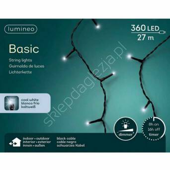 Lampki 360 LED białe zimne 27m