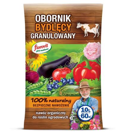 Nawóz obornik granulowany bydlęcy 10l Pro Natura, kurzak granulowany