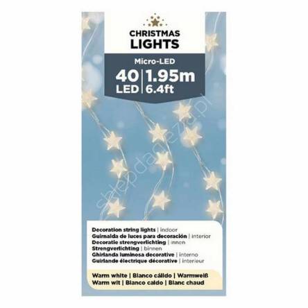 Lampki  40 LED białe ciepłe 195cm