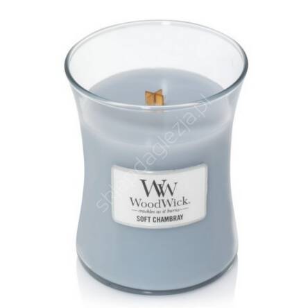 Świeca Wood Wick średnia Soft Chambray