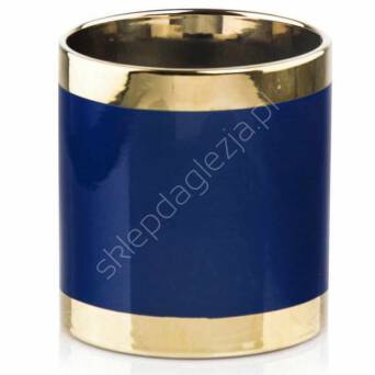 Doniczka cer P 09.142.13 Cylinder granatowo-złota