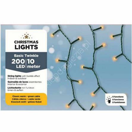 Lampki 200 LED białe ciepłe 995cm