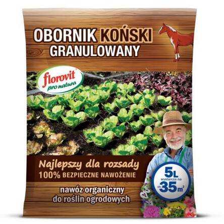 Nawóz obornik granulowany koński  5l Pro Natura, kurzak granulowany