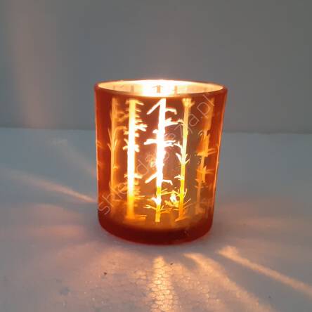 Świecznik szklany walec złoty tealight 7x8cm