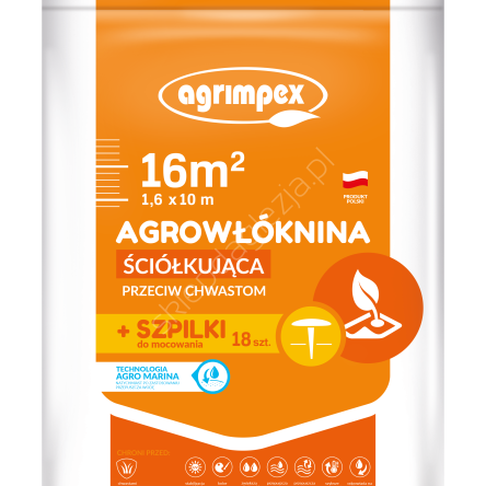 Agrowłóknina 1,6*10 Marina P50 czarna+szpilki