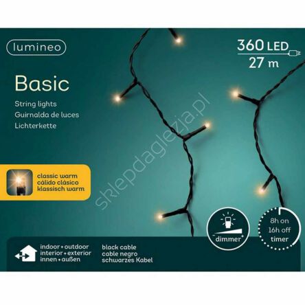 Lampki 360 LED białe ciepłe 27m