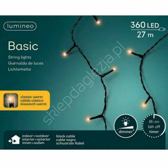 Lampki 360 LED białe ciepłe 27m