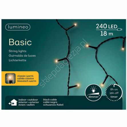 Lampki 240 LED białe ciepłe 18m