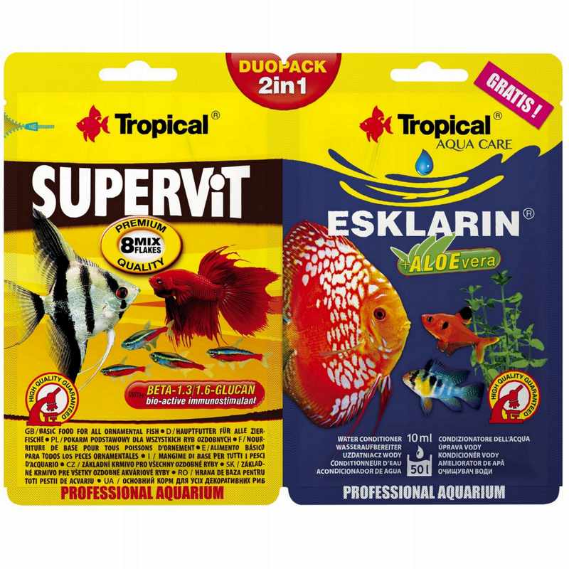 Zdjęcia - Pokarm dla ryb Tropical  akwariowych Supervit 12g + Esklarin 