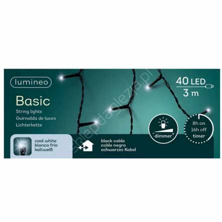 Lampki  40 LED białe zimne 3m